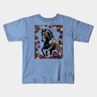 A New Jersey Horse Surrounded By Common Violet Flowers 2 Kids T-Shirt